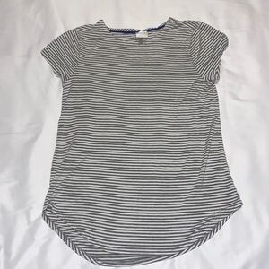 Gray and white striped Cupio t-shirt. Size small